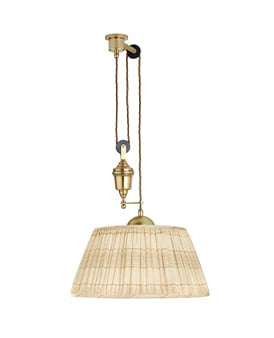 The Single Rise And Fall Ceiling Light - With Gathered Shade