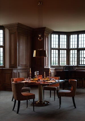 The Double Rise And Fall Ceiling Light - With Metal Drum Shade: lifestyle