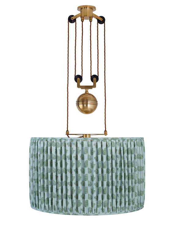 The Double Rise And Fall Ceiling Light - With Gathered Shade
