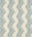 Scrolling Fern Frond Wallpaper - Azure