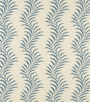 Scrolling Fern Frond Wallpaper - Azure