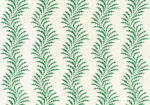 Scrolling Fern Frond - Emerald - Ivory Linen