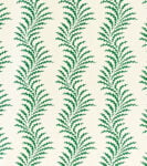 Scrolling Fern Frond - Emerald - Ivory Linen