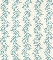 Scrolling Fern Silhouette - Azure - Ivory Linen