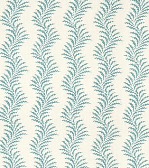 Scrolling Fern Silhouette - Azure - Ivory Linen