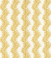 Scrolling Fern Silhouette - Ochre - Ivory Linen