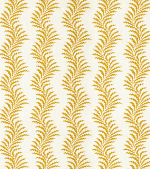 Scrolling Fern Silhouette - Ochre - Ivory Linen