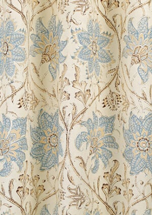 Palampore Blossom - Blue And Brown - Ivory Linen: lifestyle