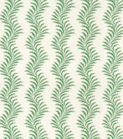 Scrolling Fern Silhouette - Emerald - Ivory Linen