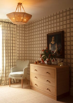 The Rattan Asscher Hanging Light - Small With Rope: lifestyle