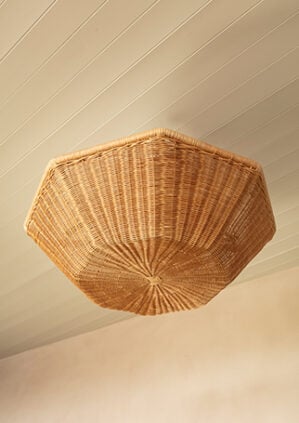 The Rattan Asscher Hanging Light - Medium With Chain: lifestyle