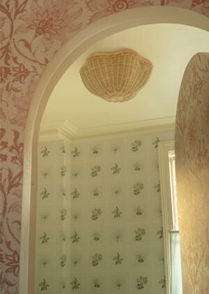 The Rattan Daisy Flush Ceiling Light - Small: lifestyle