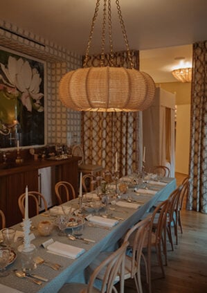 The Rattan Pasha Hanging Light - Large With Chain: lifestyle