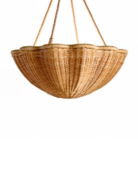 The Rattan Daisy Hanging Light - Medium With Rope