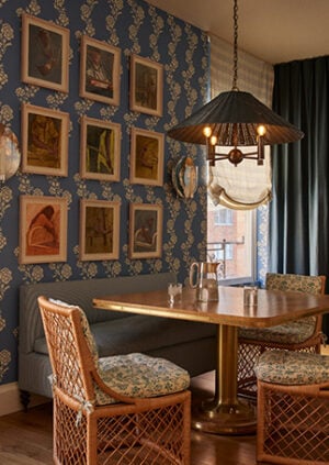 David Netto - The Rattan Bouillotte Hanging Light: lifestyle