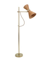 David Netto - The Trousdale Floor Light With Rattan Up Down Shade