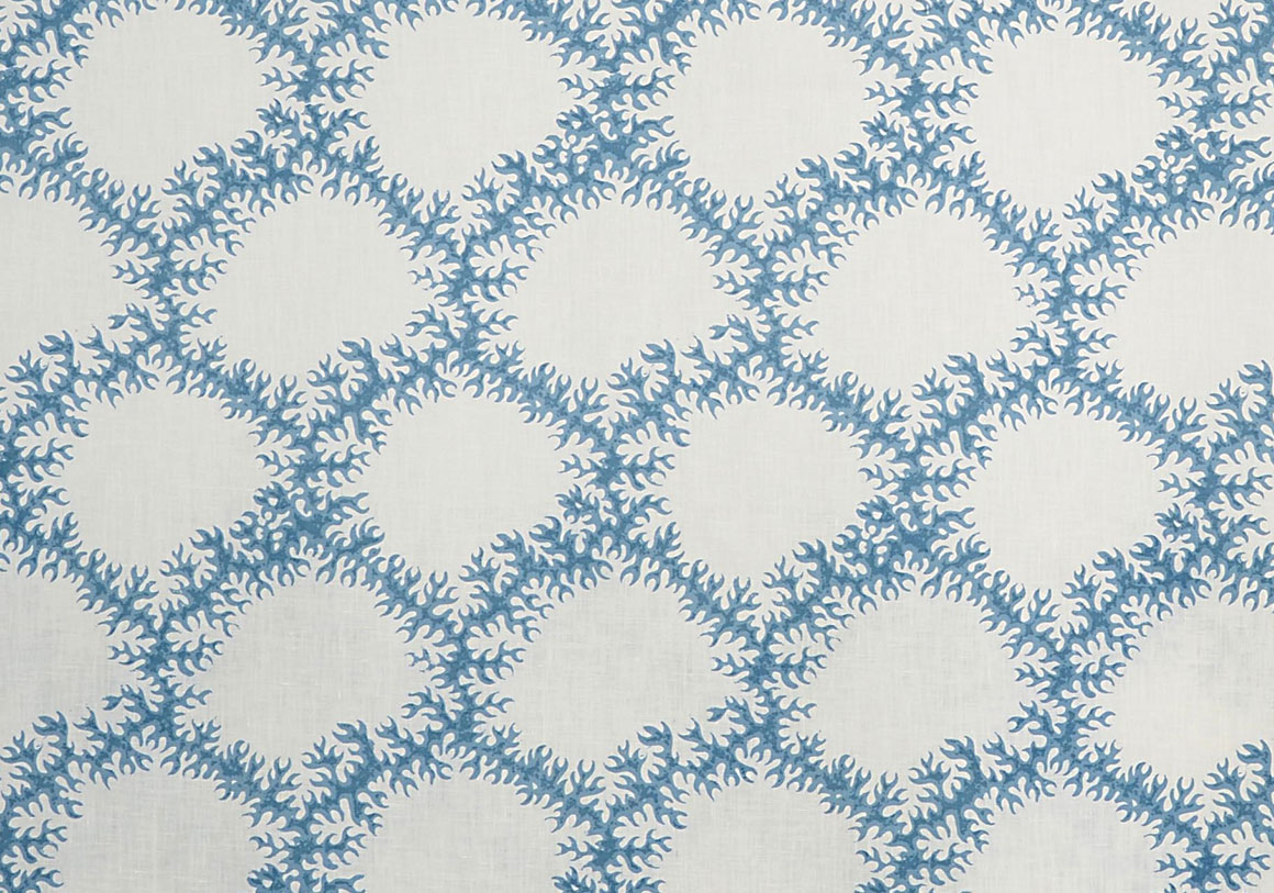 Seaweed Lace - Azure - Linen Lawn