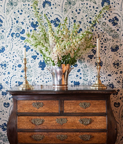 Dainthus Chintz Wallpaper - Lapis - 493x575 I