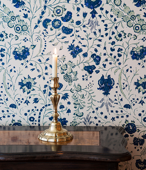 Dianthus Chintz Wallpaper - Lapis - 493x575 II