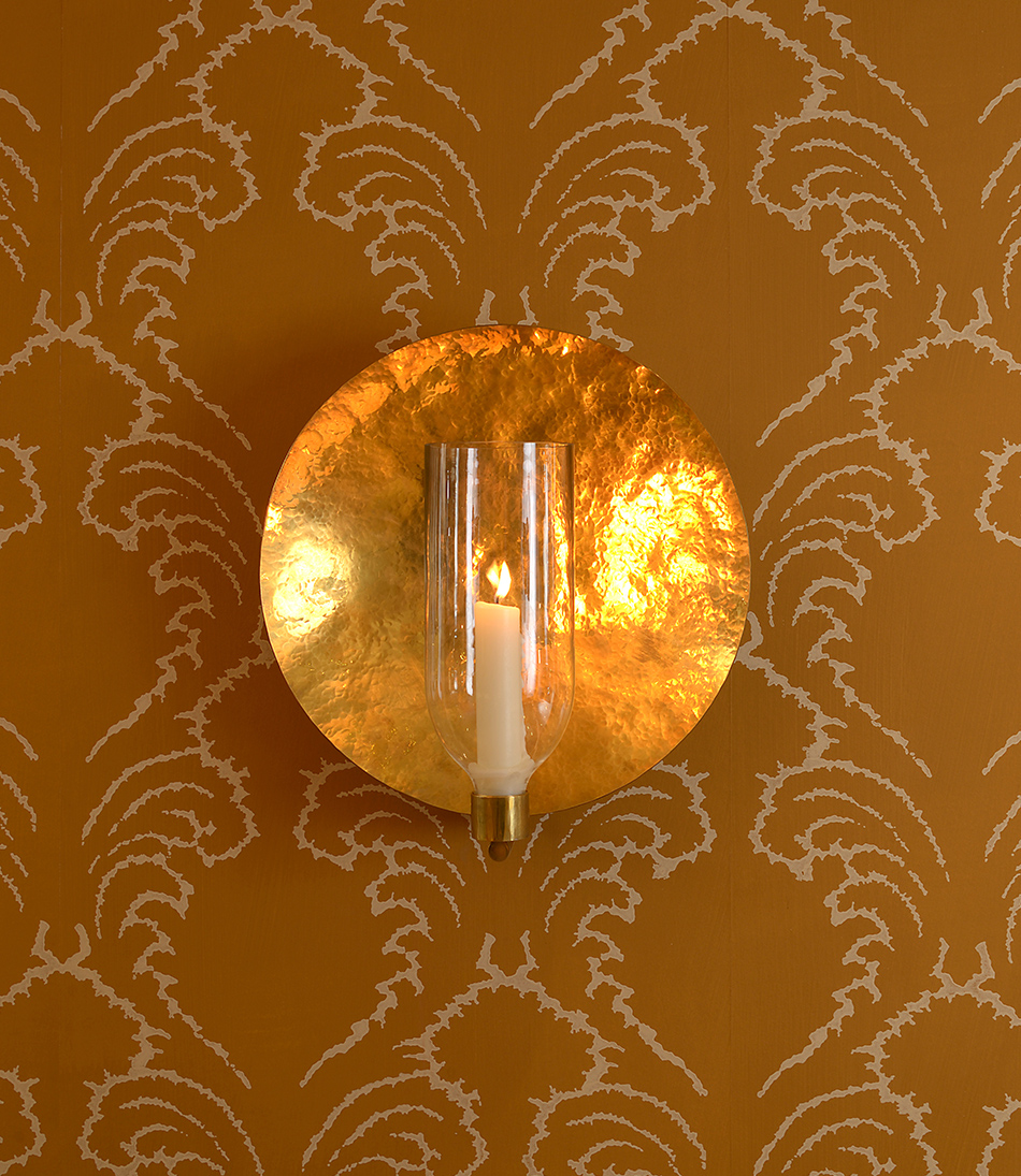 Pineapple Frond Wallpaper - Cream on Ochre - 950x1095