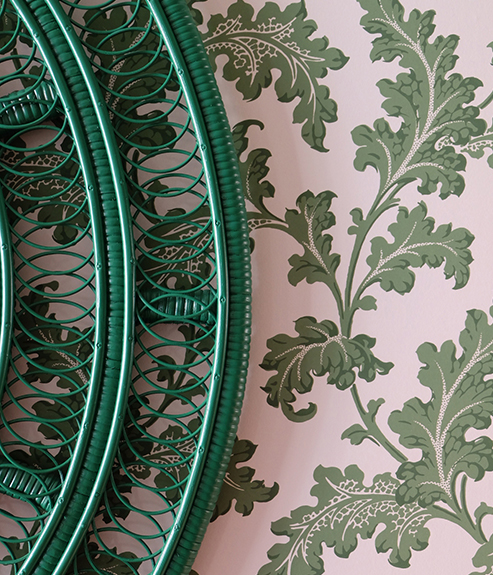 Scrolling Acanthus Frond Wallpaper - Emerald - 493x575 III