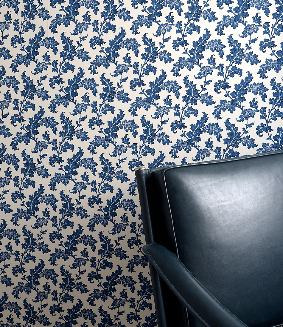 Scrolling Acanthus Wallpaper - Cobalt - 950x1095