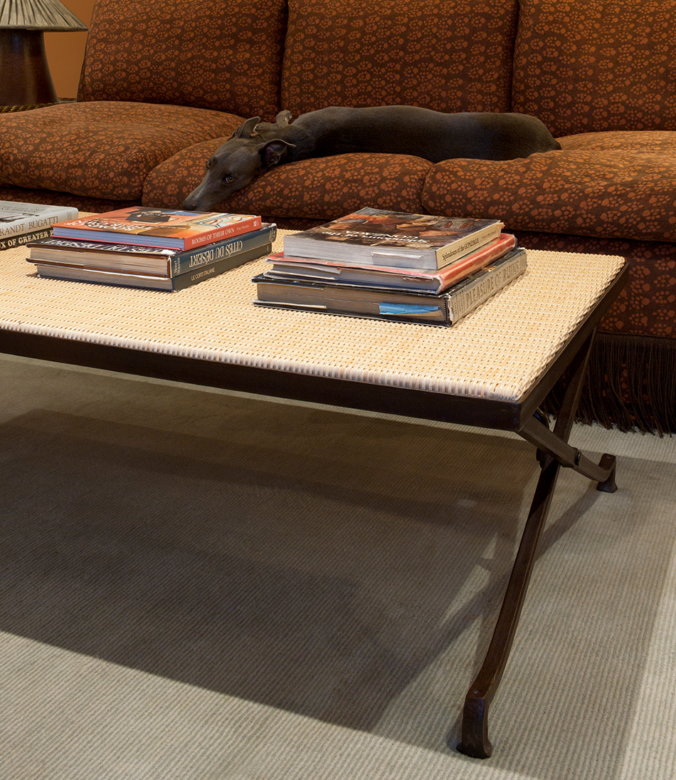 The Bascule Coffee Table - with Rattan Top - 950x1095