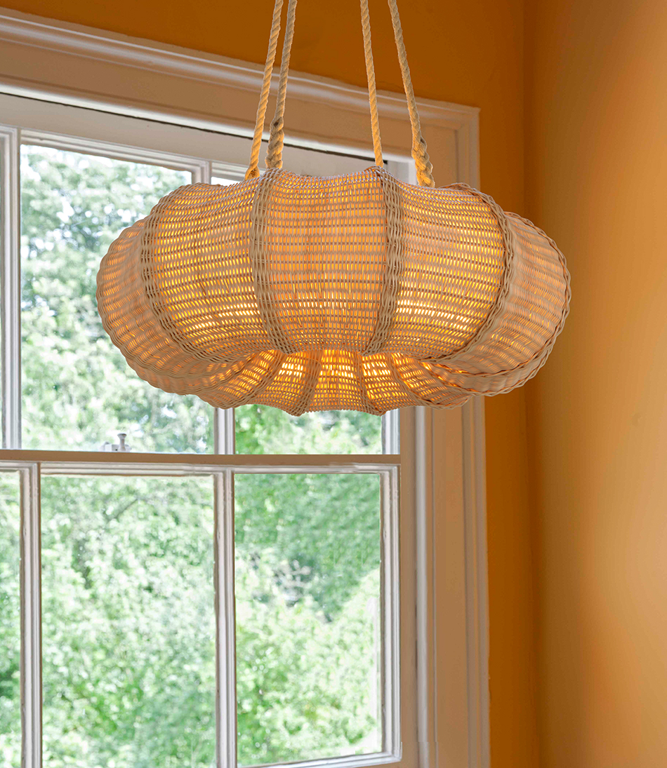 The Rattan Pasha Hanging Light - Small with Rope - 950x1095