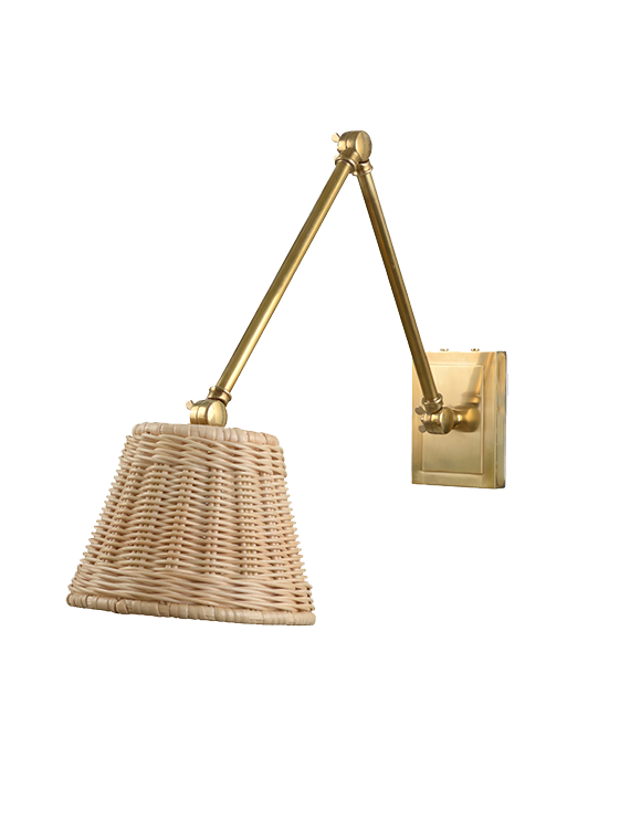 The Avon Wall Light - With Rattan Downlight Shade