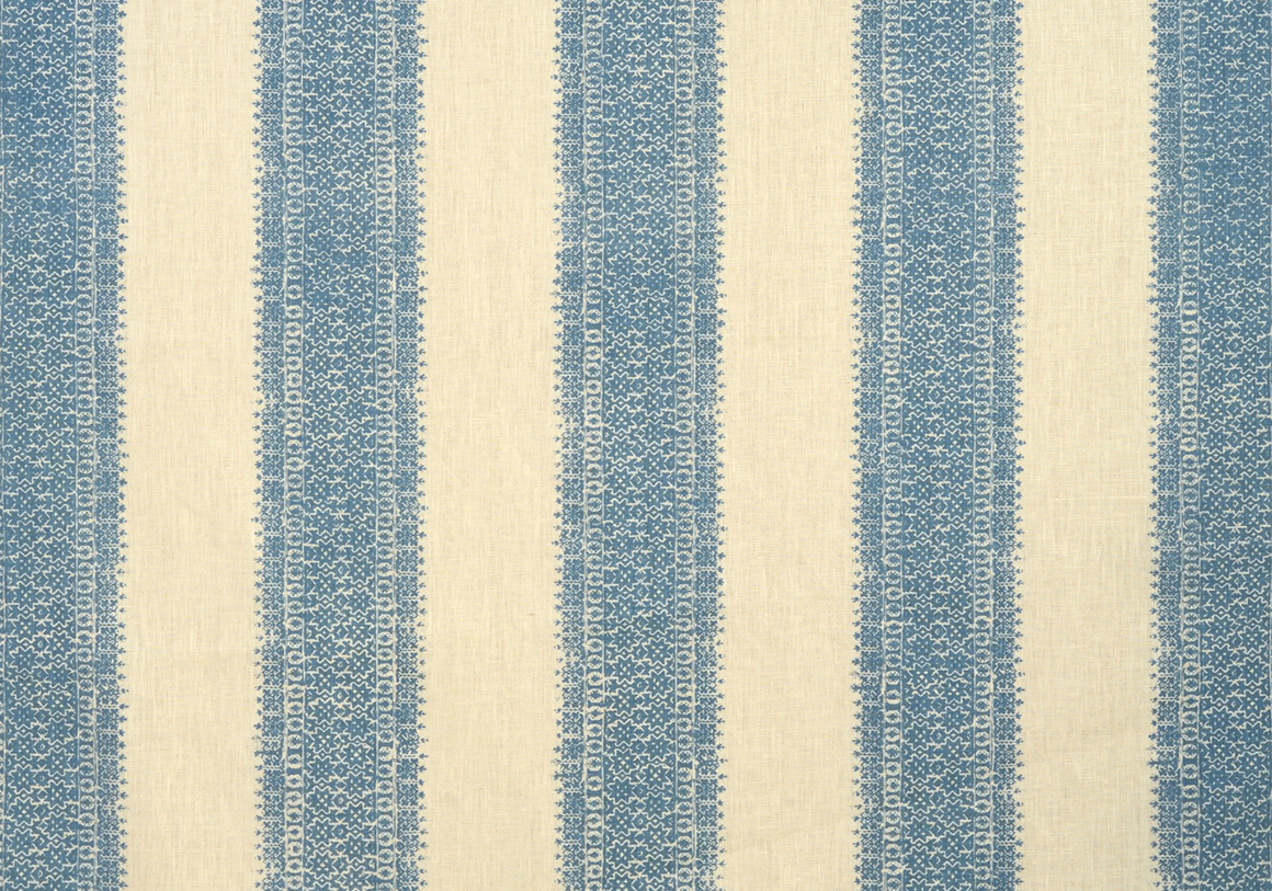 Fez Stripe - Azure - Ivory Linen