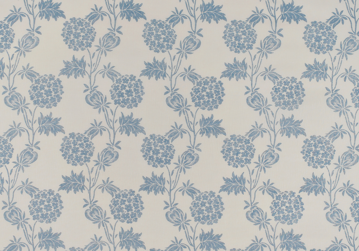 Hydrangea Silhouette - Azure - Linen Sheer