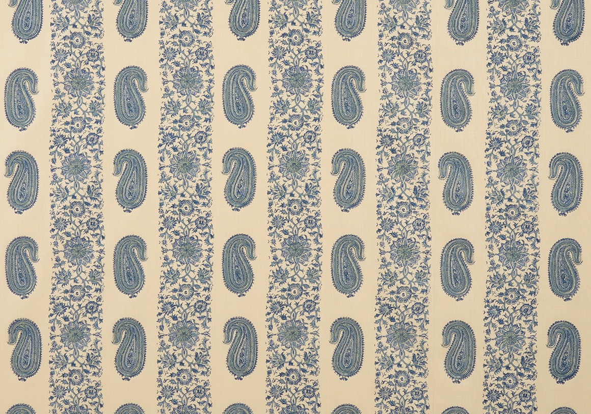 Paisley Stripe - Lapis - Stone Linen