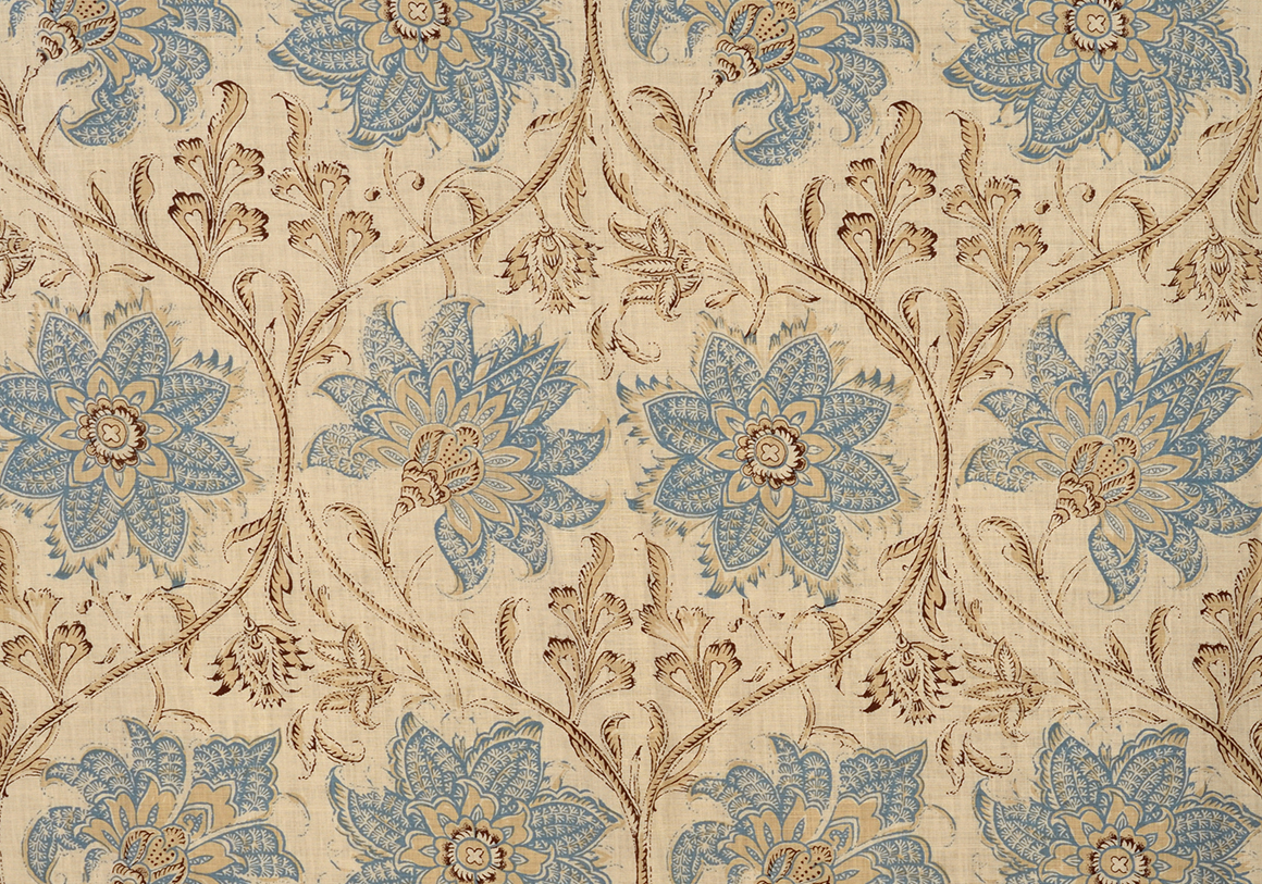 Palampore Blossom - Blue And Brown - Stone Linen