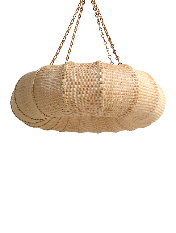 The Rattan Pasha Hanging Light - Large With Chain