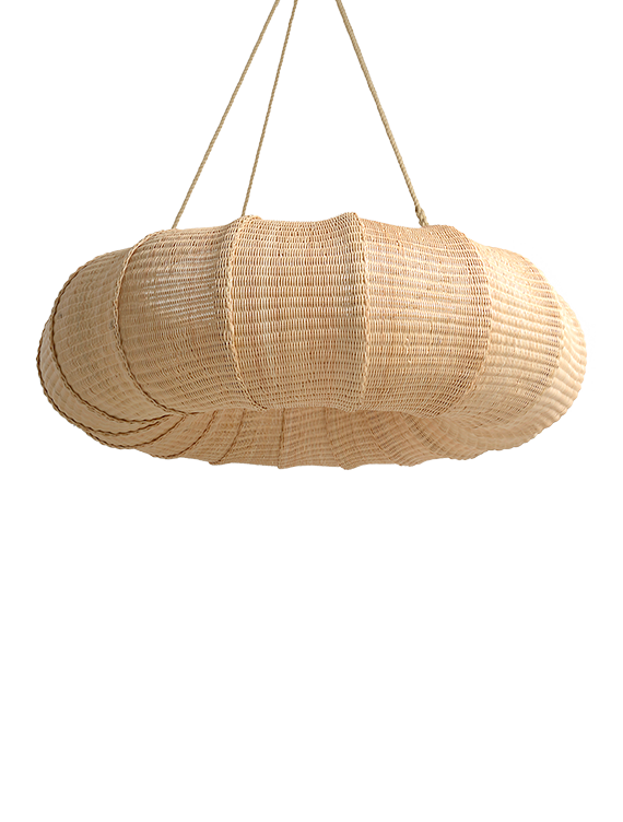 The Rattan Pasha Hanging Light - Large With Rope