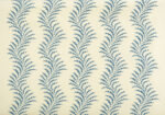 Scrolling Fern Frond - Azure - Ivory Linen