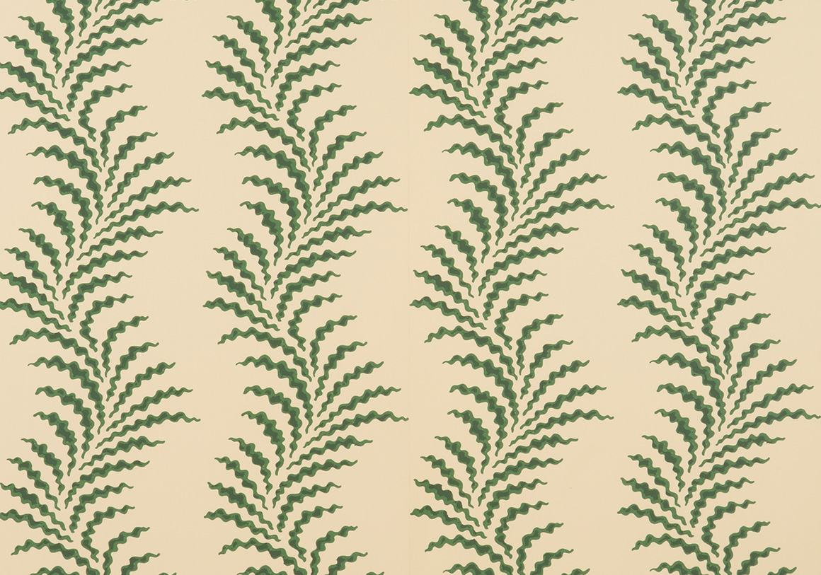Scrolling Fern Frond Wallpaper - Emerald