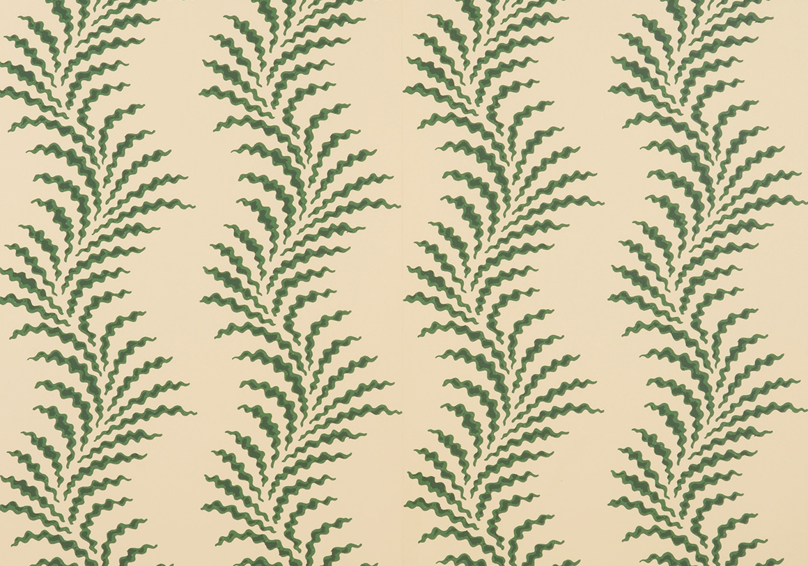 Scrolling Fern Frond Wallpaper - Emerald