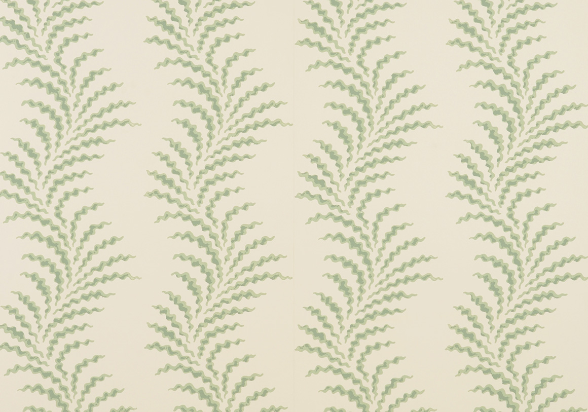 Scrolling Fern Frond Wallpaper - Leaf Green
