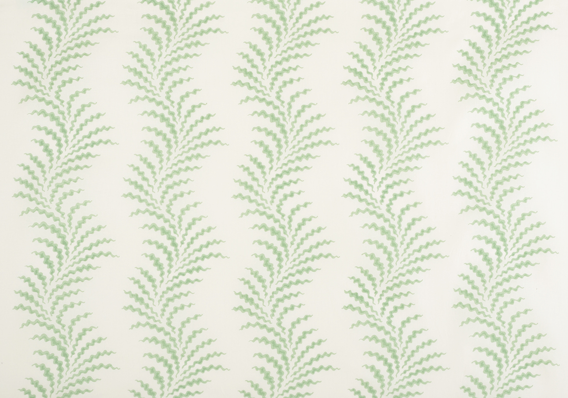 Scrolling Fern Frond - Leaf Green - Linen Lawn