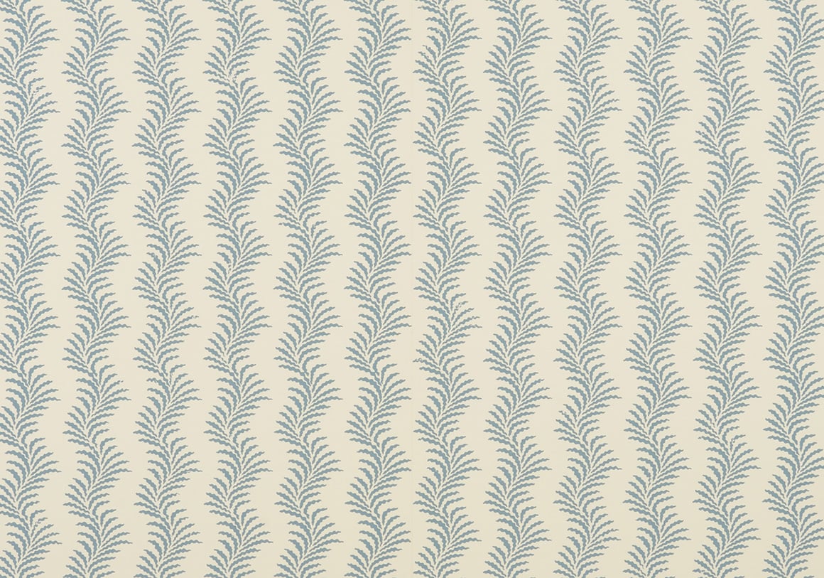 Scrolling Fern Silhouette Wallpaper - Azure