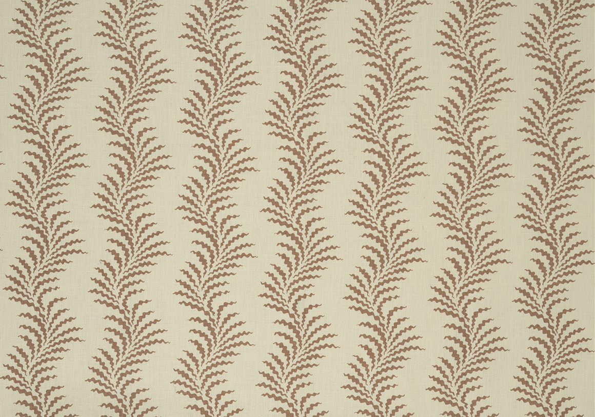 Scrolling Fern Silhouette - Chestnut - Ivory Linen