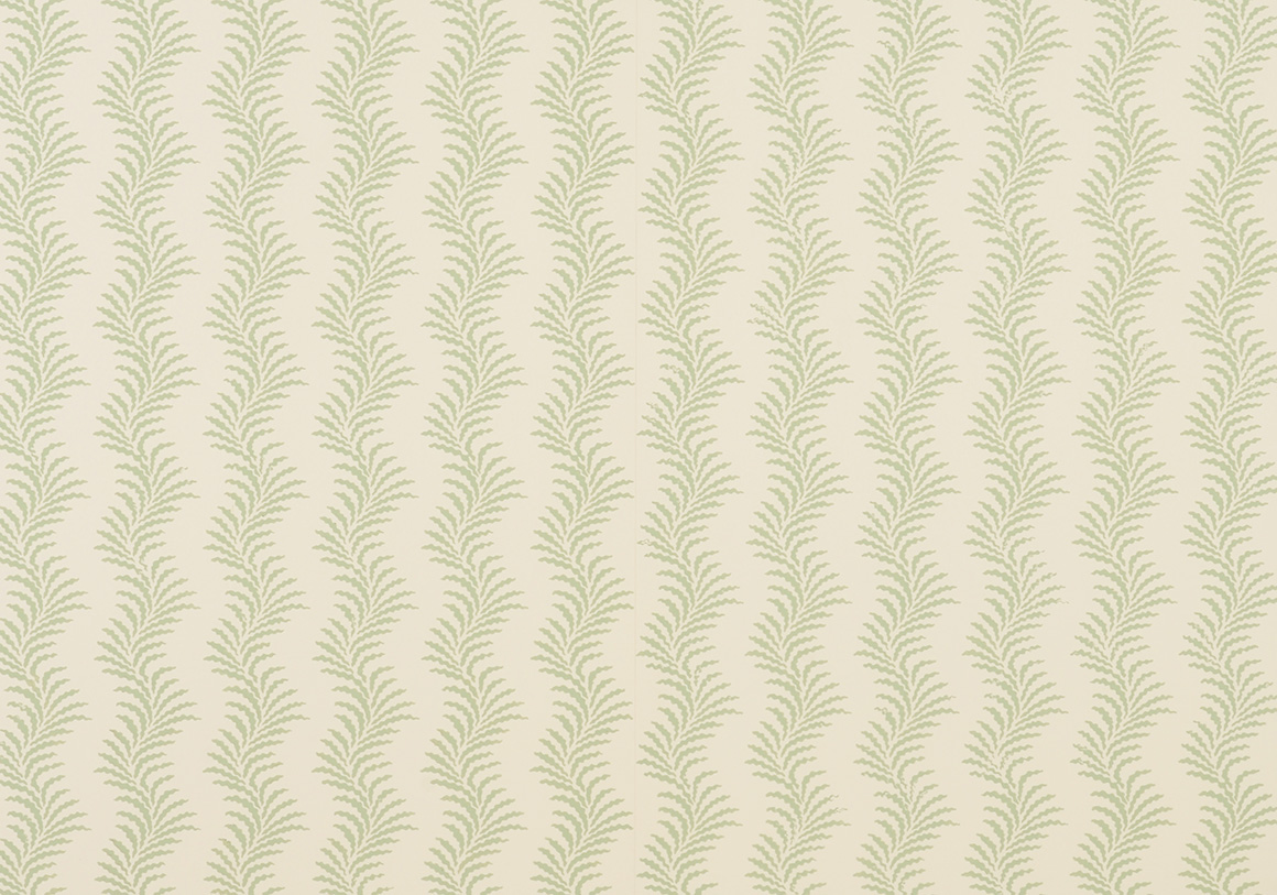 Scrolling Fern Silhouette Wallpaper - Leaf Green