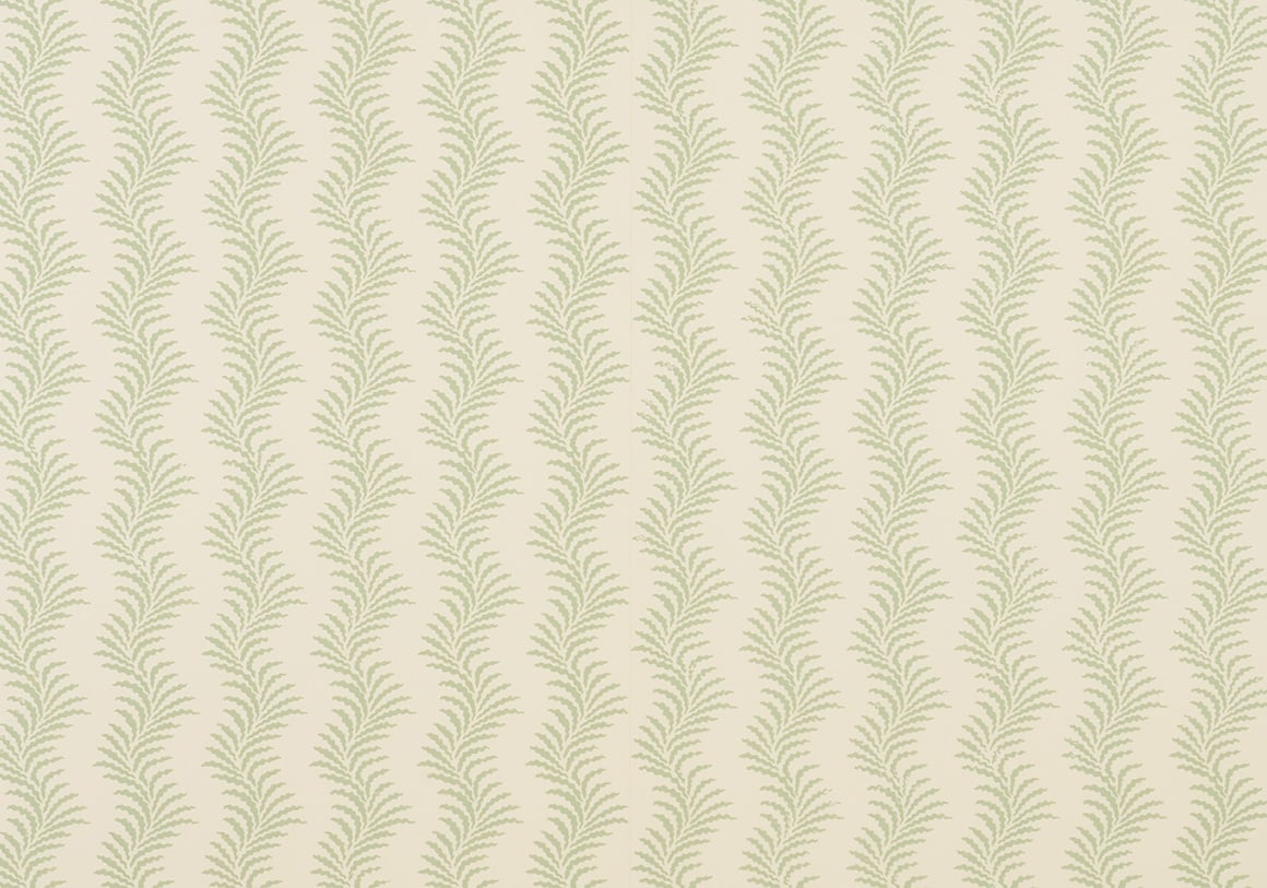 Scrolling Fern Silhouette Wallpaper - Leaf Green