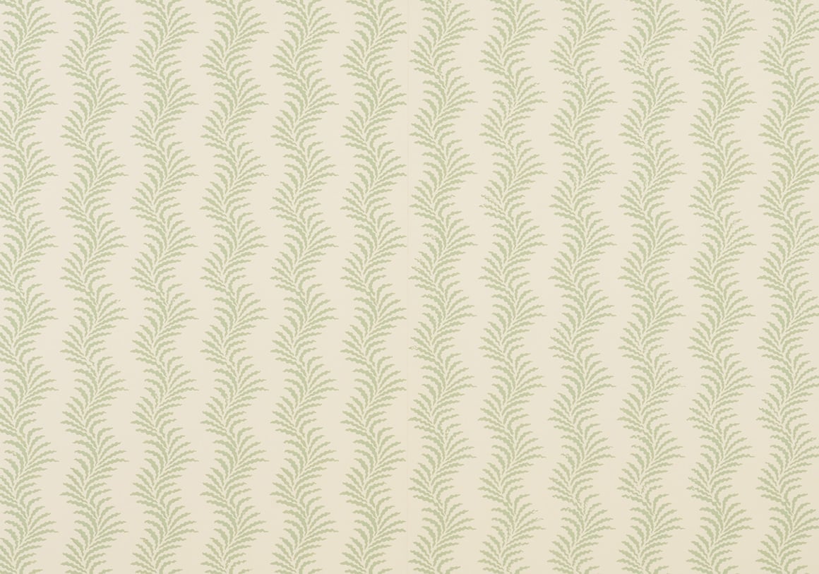 Scrolling Fern Silhouette Wallpaper - Leaf Green