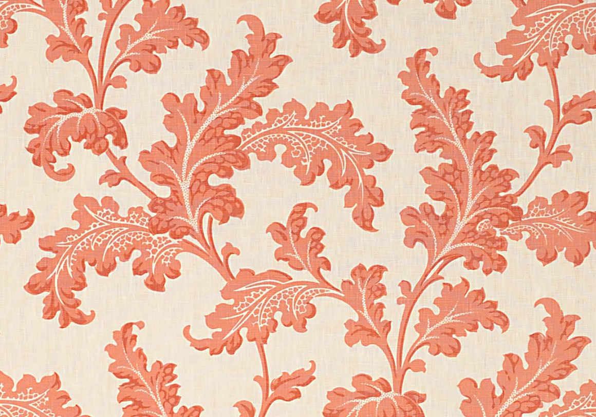 Scrolling Acanthus - Ruskin Pink - Ivory Linen