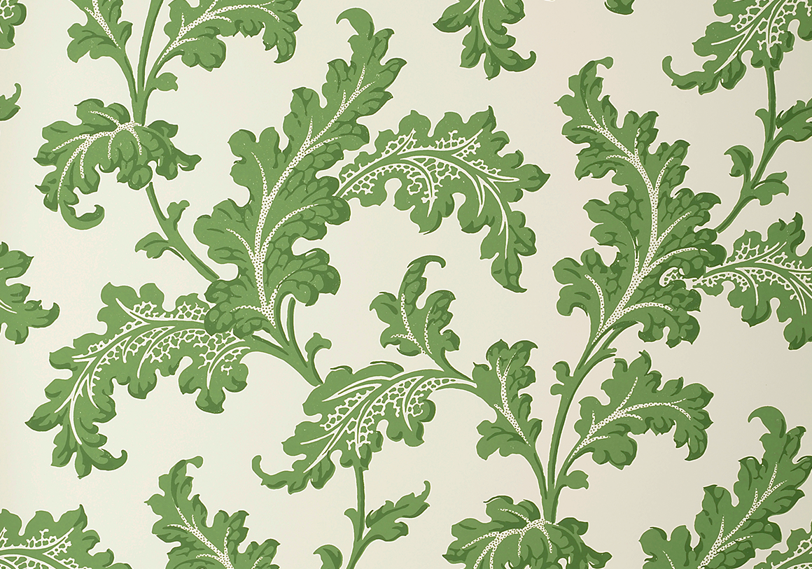 Scrolling Acanthus Frond Wallpaper - Emerald