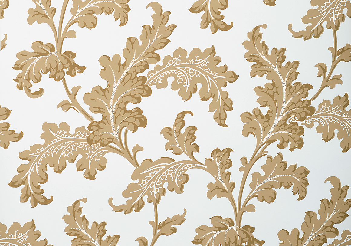 Scrolling Acanthus Frond Wallpaper - Sepia