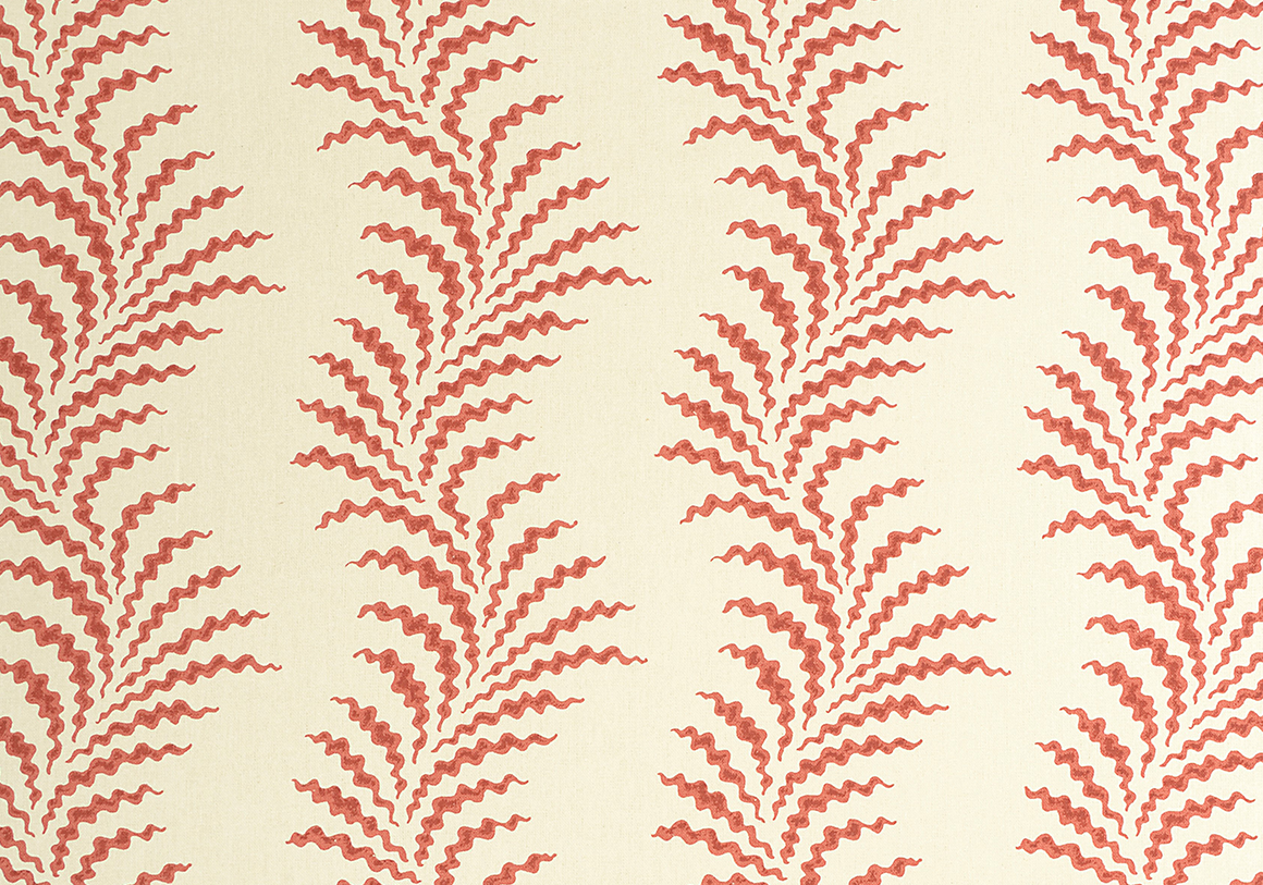 Scrolling Fern Frond - Sorolla Red - Mutka Silk