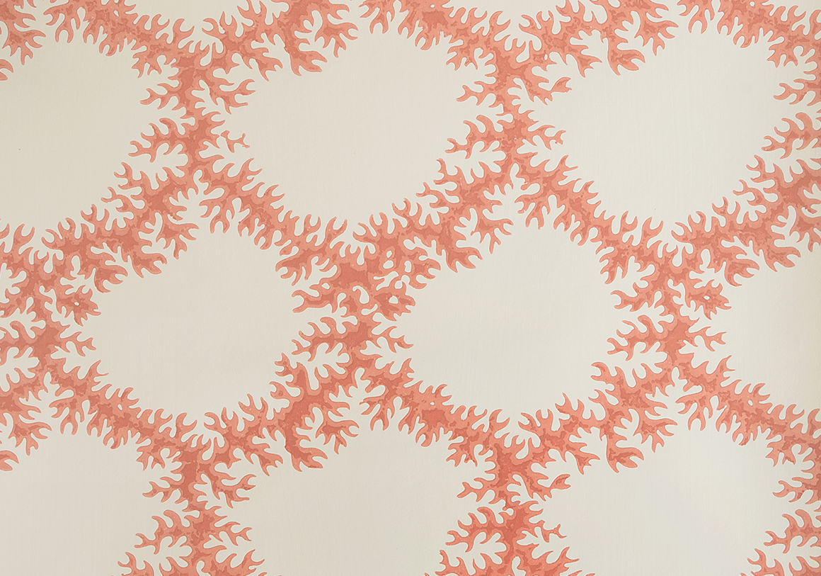 Seaweed Lace Wallpaper - Ruskin Pink